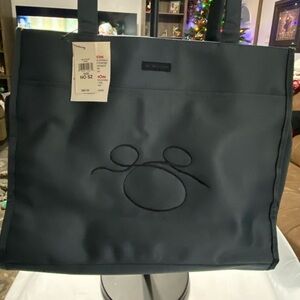 Black Mickey Mouse Tote Bag with Embroidered Logo